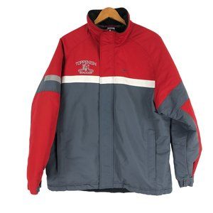 Nike Men's Size Medium Red Grey Toppenish High School Soccer Fleece Lined Jacket
